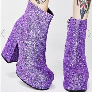 Dolls Kill Purple Glitter Platform Boots